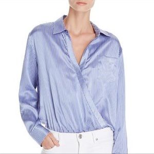 T by Alexander Wang pinstriped silk bodysuit